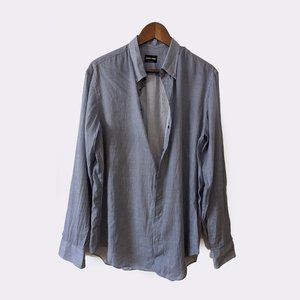 GIORGIO ARMANI - Thin zigzag print snap buttons shirt- Sz 40 (15.75)